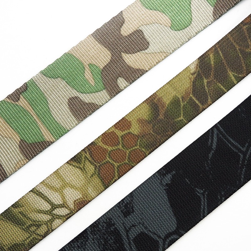 Custom Printed Pattern Anti Slip 1/2 Inch Bulk Polyester Webbing Camo Rubber Strap